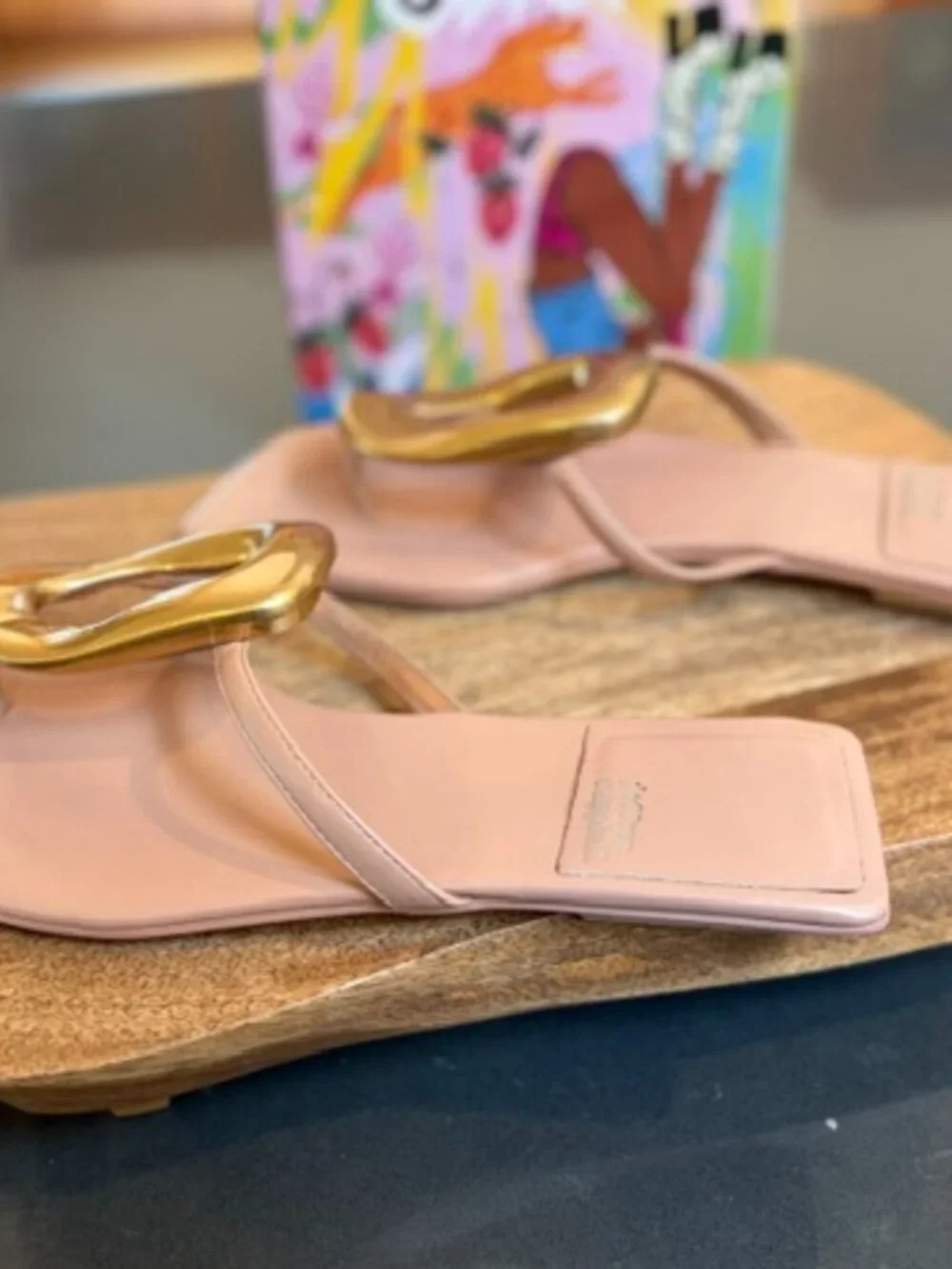 Jeffrey Campbell Pink Sandal with Gold Accent Buckle